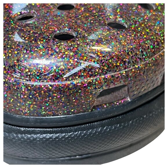 Crocs Platfirm Clogs Womens Sz 8 Classic Bae Pride Translucent Glitter - Picture 3 of 16